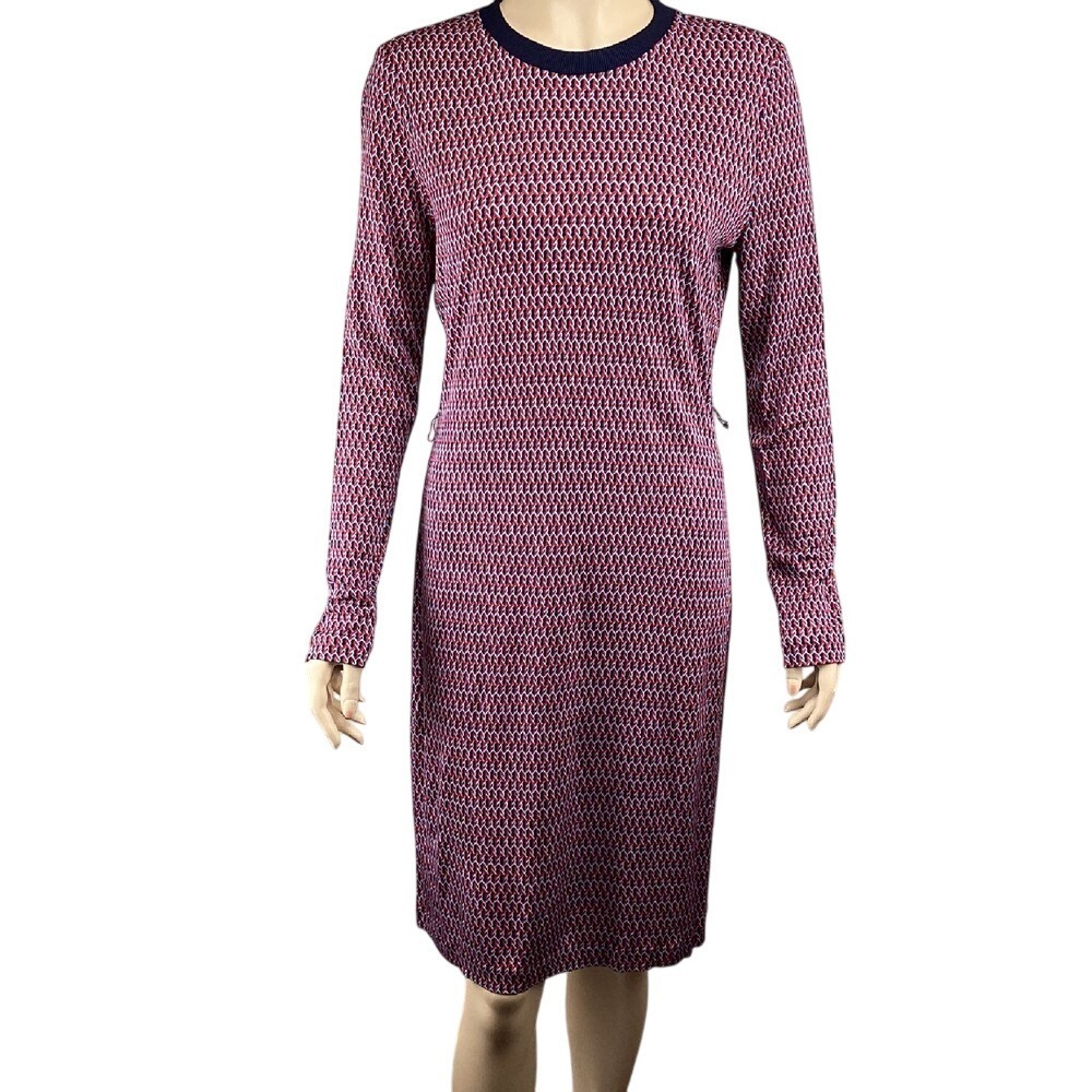 Tory Burch Knit Dress Long Sleeve Geometric Print‎ Career Casual Size Medium